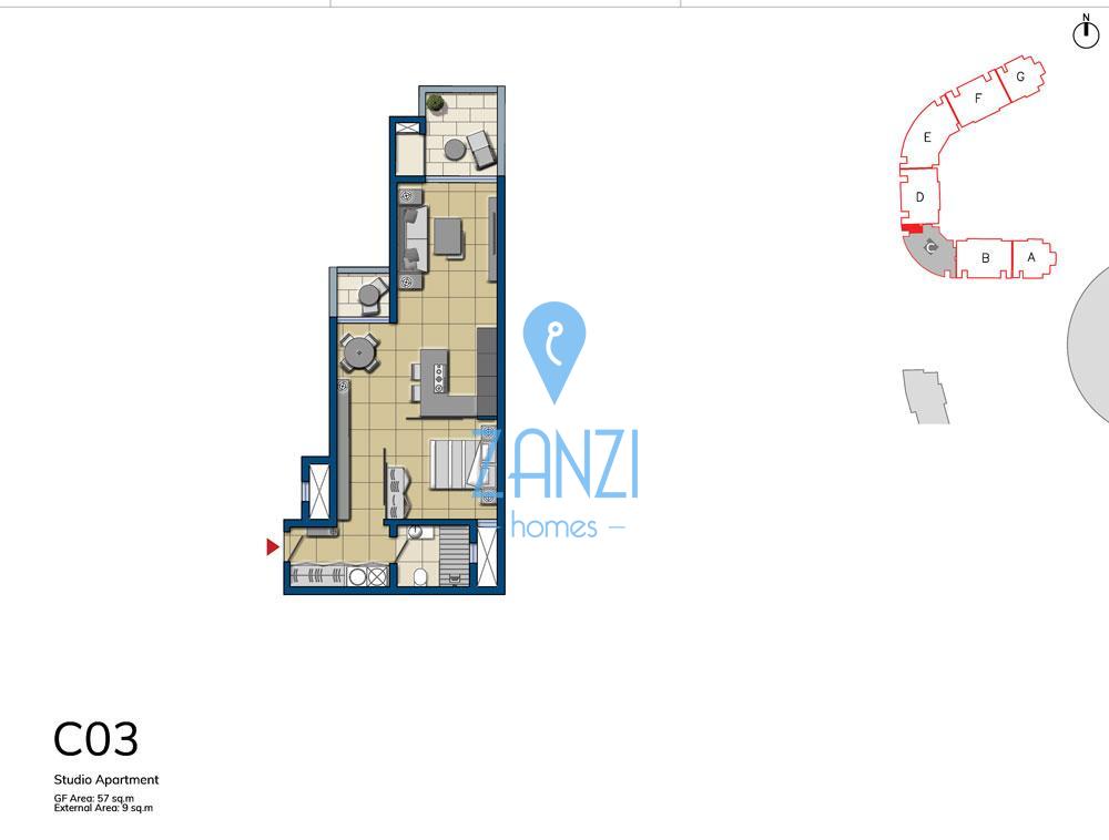 Apartment in Smart City  - REF 19774