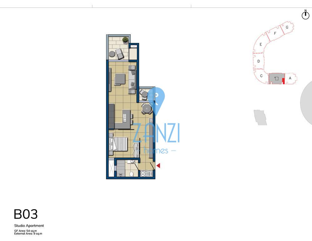 Apartment in Smart City  - REF 19869